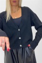 cardigan corto con bottoni gioiello diamond